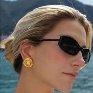 Naomi Earrings*Gold Textured Circle Earrings*